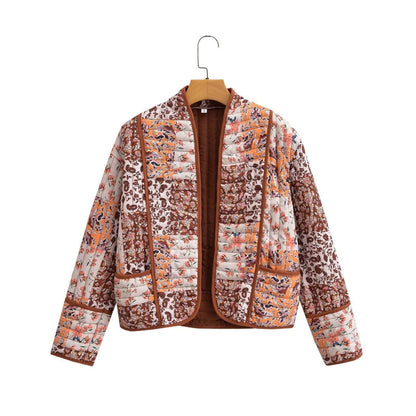 Damen Steppjacke Gepolstert Floralmuster Eveloria