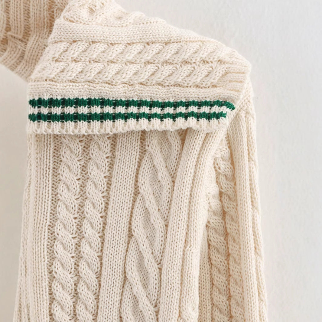 Damen Strickpullover Klassischer Stehkragen Zopfmuster Eveloria