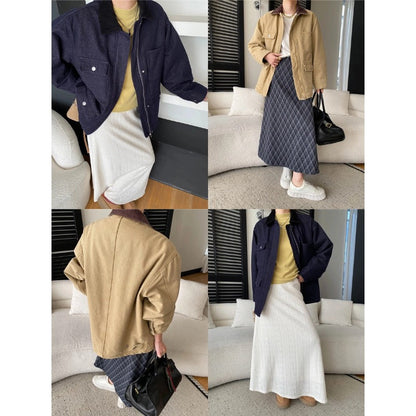 Damen Utility-Jacke Lässig atmungsaktives Material mit Taschen und
