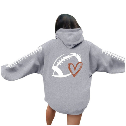 Damen Kapuzenpullover Football-Motiv Lässig Eveloria