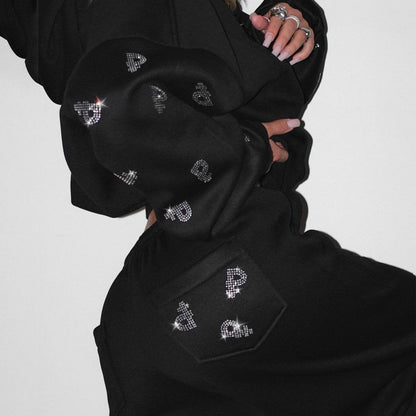 Damen Sweat-Hoodie Sportlich Puffärmel Grau Eveloria