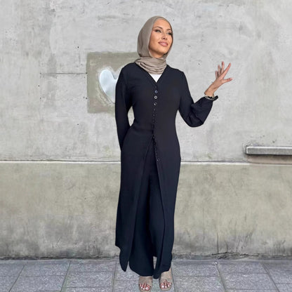 Damen Jumpsuit Elegantes Knopfdesign Weites Bein Eveloria