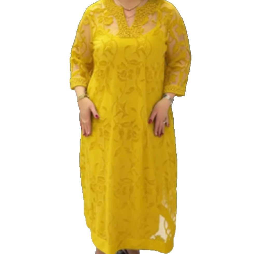 Damen Maxikleid Transparent Spitzenverzierungen Eveloria