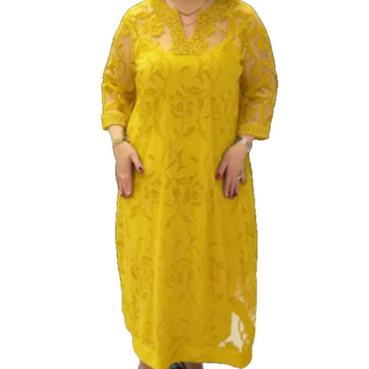 Damen Maxikleid Transparent Spitzenverzierungen Eveloria