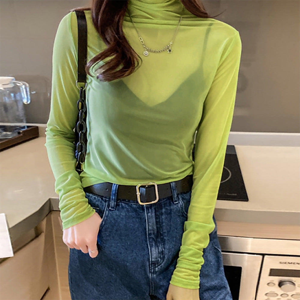 Damen Turtleneck-Pullover Durchsichtig Eveloria