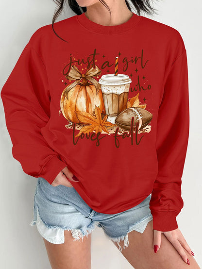 Damen Sweatshirt Herbstmotiv Baumwolle Inspirierender Druck Beige