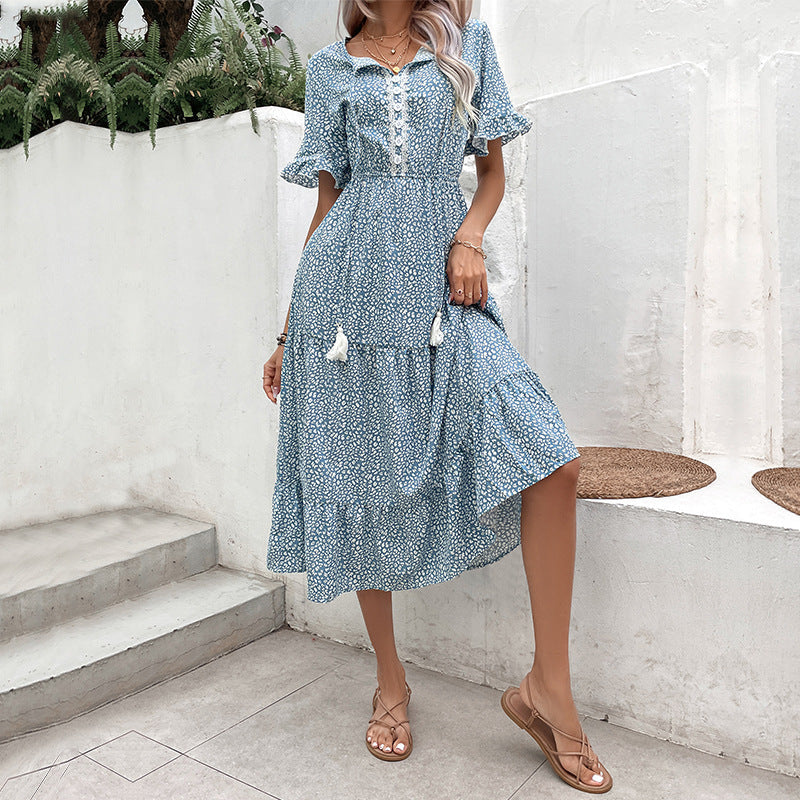 Damen Maxikleid Voluminöser Rock Feine Spitze Eveloria
