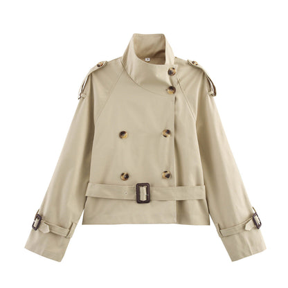 Damen Trenchcoat Asymmetrische Knopfleiste Taillengürtel