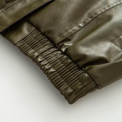 Damen Kunstlederjacke Elastischer Bund Eveloria