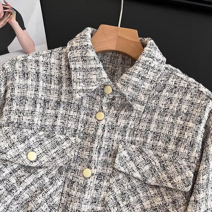 Damen Hemdjacke Karomuster Strukturiert Eveloria