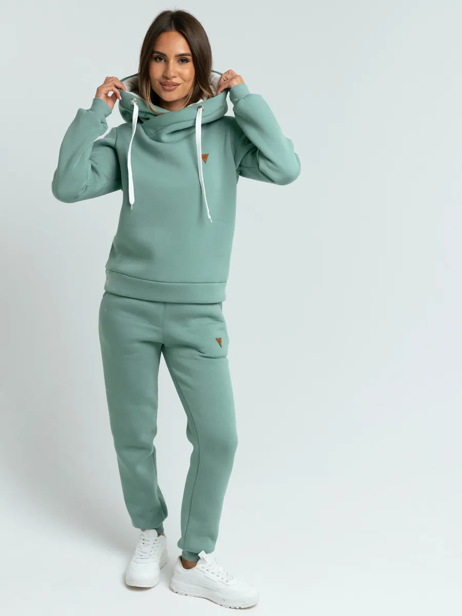 Damen Sport-Outfit Hoodie und Jogginghose Set Hochkragen