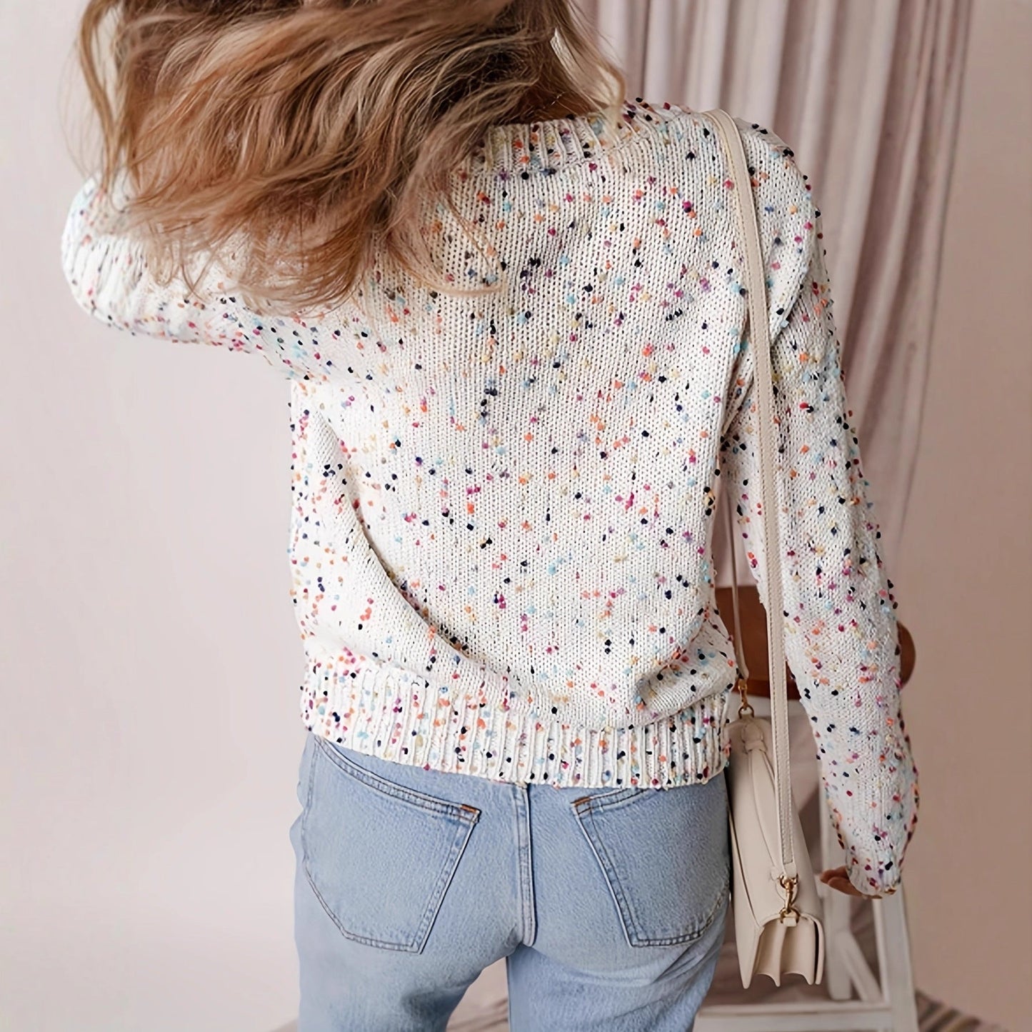 Damen Strickjacke Bunt Muster Eveloria