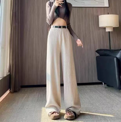 Damen Weite Pantalons Hochbund Seidenfinish Eveloria