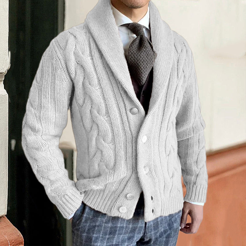 Herren Grobstrickjacke Elegantes Zopfdesign Moderner Kragen Warm - Eveloria