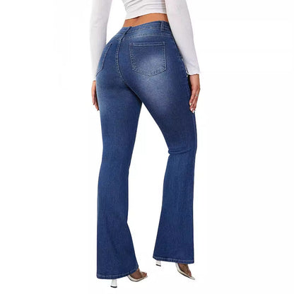 Damen Hochtaillierte Bootcut Jeans Eveloria