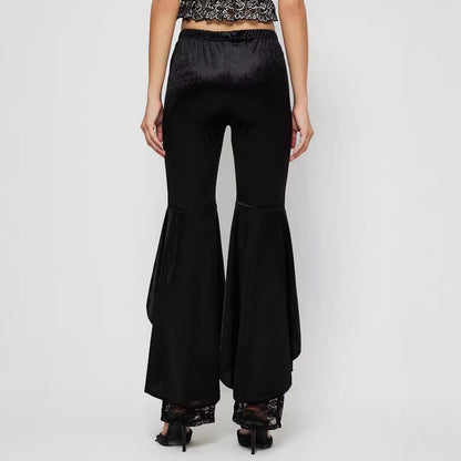 Damen High-Waist Palazzo-Hose Spitzen-Einsätze Eveloria