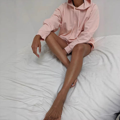Damen Sportset Kapuzenoberteil und Shorts mit Taschen