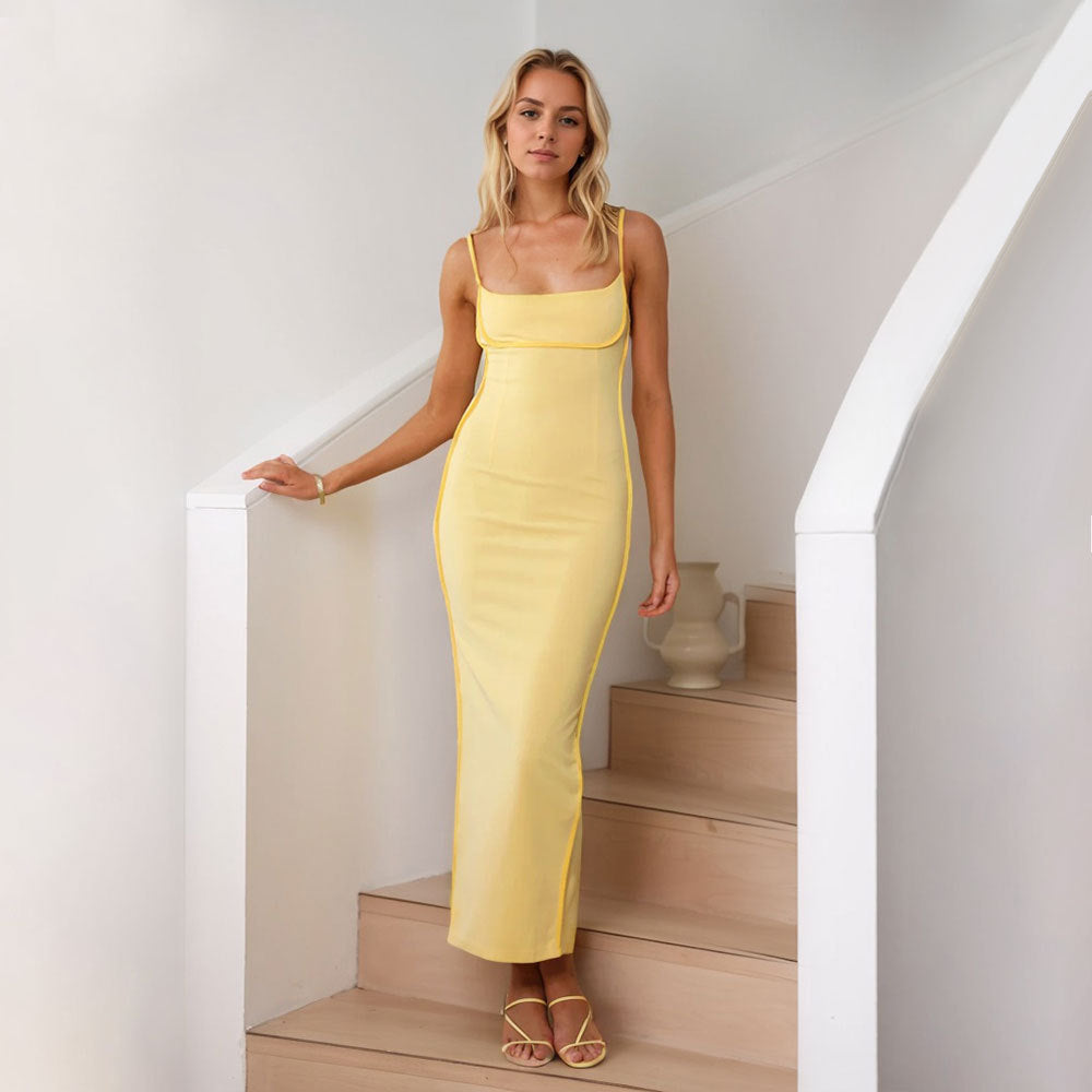 Damen Maxikleid mit Trägern Figurumspielend Eveloria