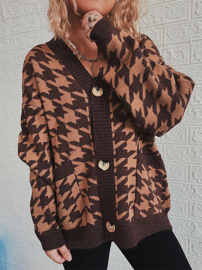 Damen Strickjacke Hundemuster Modern Eveloria