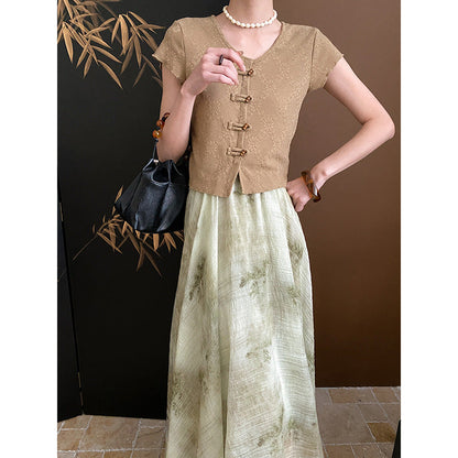 Damen Oberteil mit Knopfdetails Romantisch Eveloria