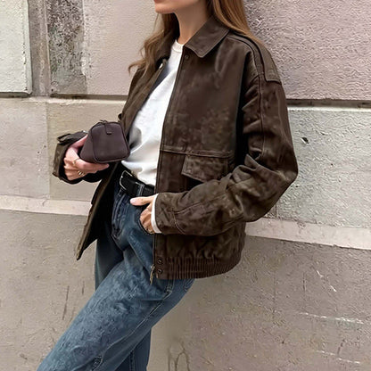 Damenleichtjacke Oversized Schnitt mit Taschen Eveloria