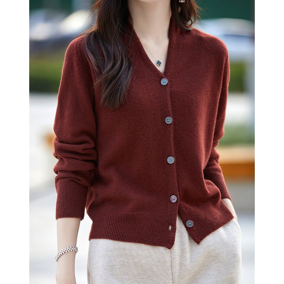Damen Cardigan Knopfverschluss Luxusmaterial Eveloria - Eveloria