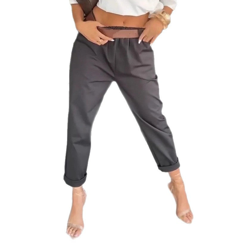 Damen Chinohose Elastischer Bund Weites Bein Eveloria