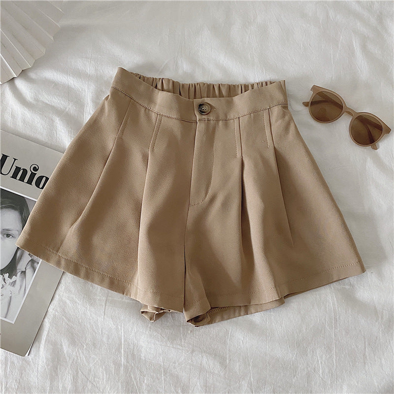 Damen Shorts Faltenwurf Knopf Detail