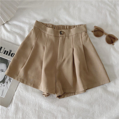Damen Shorts Faltenwurf Knopf Detail