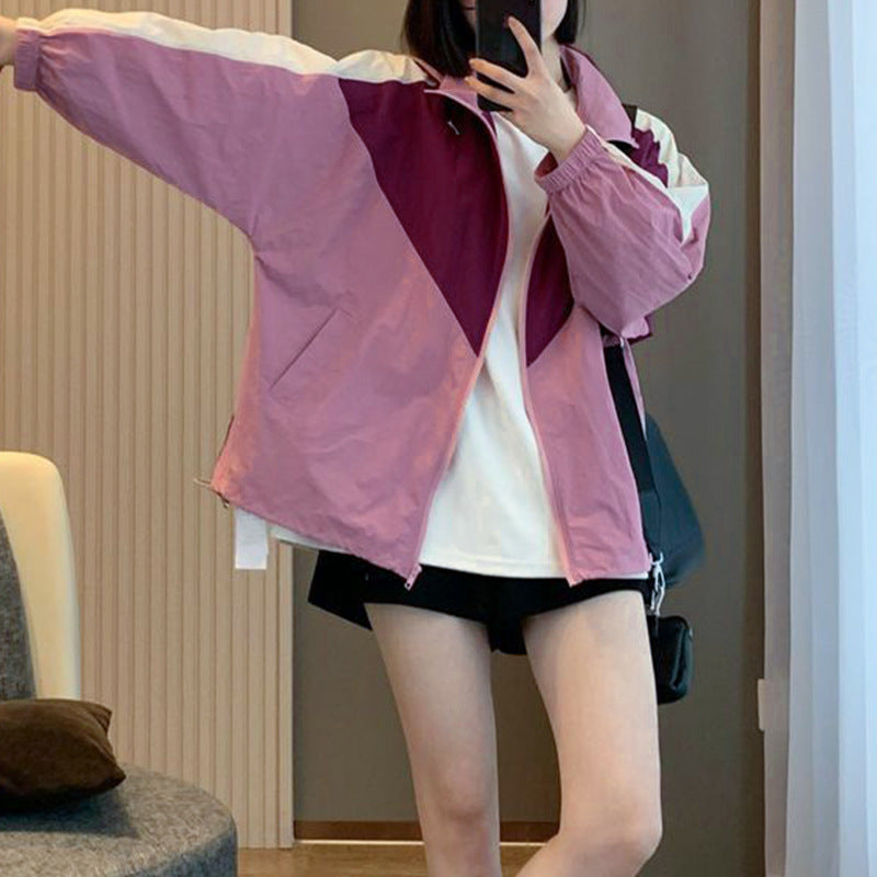 Damen Sportwindbreaker Jacke Farbblock-Design Eveloria