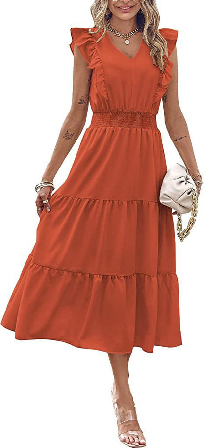 Damen Langarm-Kleid Voluminöser Rock Eveloria