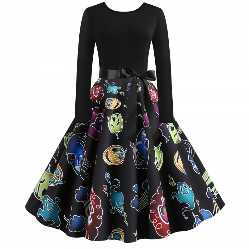 Damen Swingkleid Geisterdesign Schwingrock Eveloria
