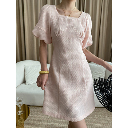 Damen Mini-Kleid Puffärmel Strukturiert Eveloria