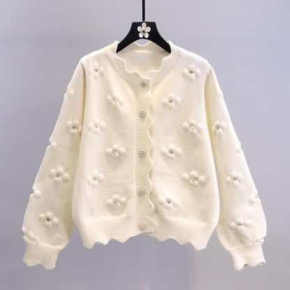 Damen Strickjacke Blumenapplikationen Kuscheljacke Eveloria - Eveloria