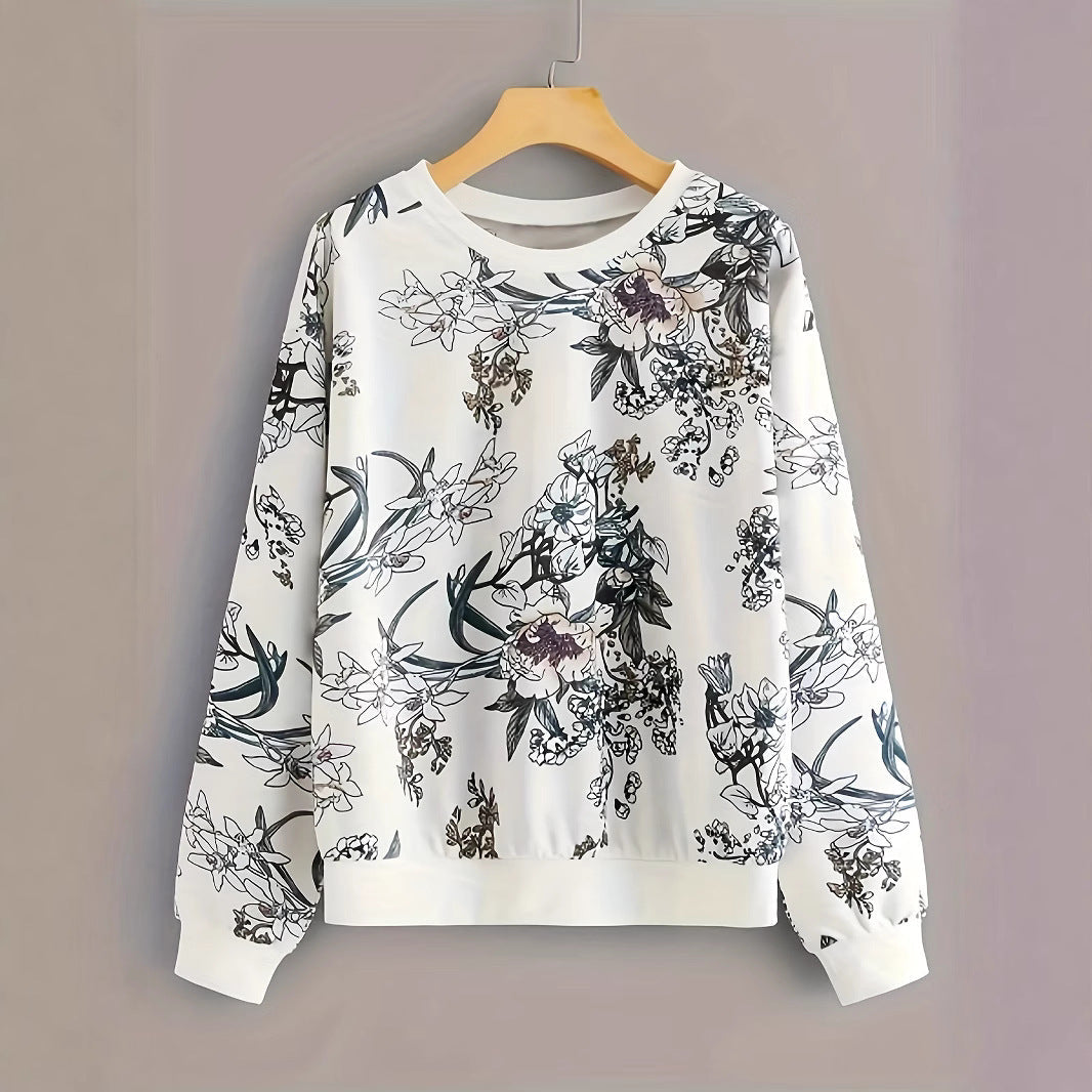 Damen Sweatshirt Floraler Druck Relaxed Fit Eveloria