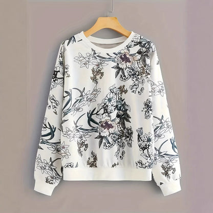 Damen Sweatshirt Floraler Druck Relaxed Fit Eveloria