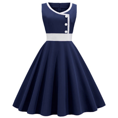 Damen A-Linien Swingkleid mit Knöpfen Elegant Eveloria