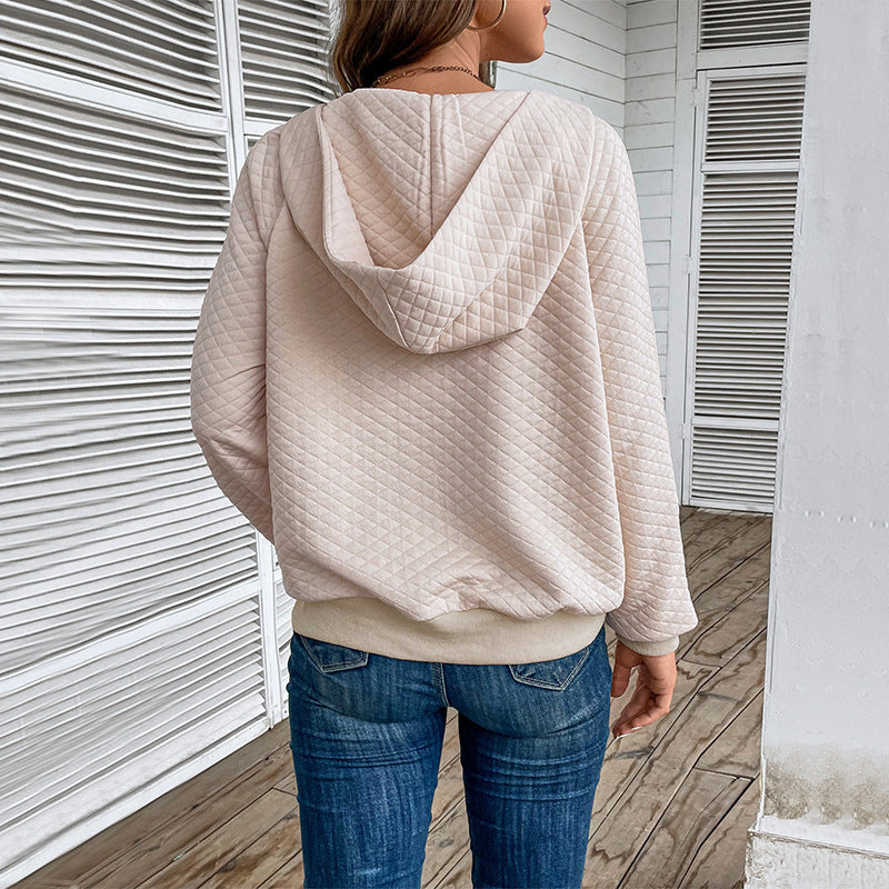 Damen Sweatpullover Reißverschluss Piqué-Muster Eveloria