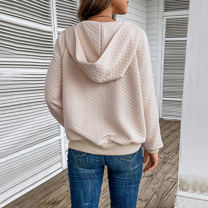 Damen Sweatpullover Reißverschluss Piqué-Muster Eveloria