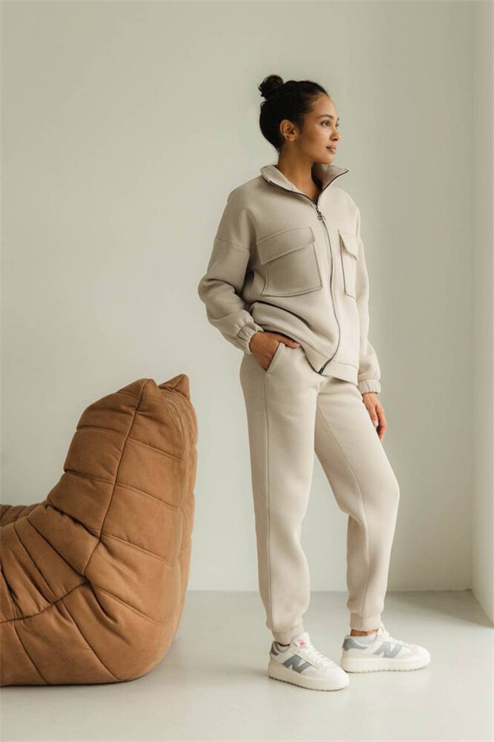 Damen Kapuzenpullover Reißverschluss Taschen Eveloria