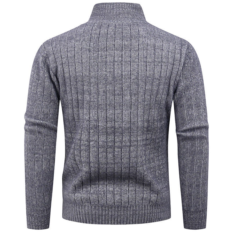 Herren Strickpullover Mit Reißverschluss Rippstruktur Bequem