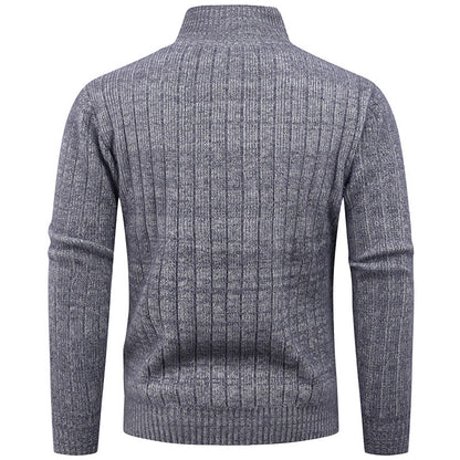 Herren Strickpullover Mit Reißverschluss Rippstruktur Bequem