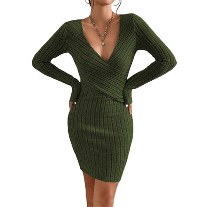 Damen Wickelkleid Asymmetrisch Rüschen Eveloria