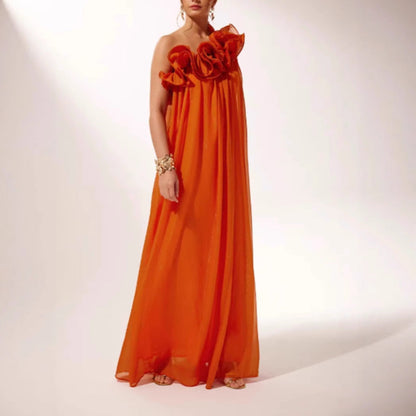 Damen Maxikleid Rüschendesign Eveloria - Eveloria