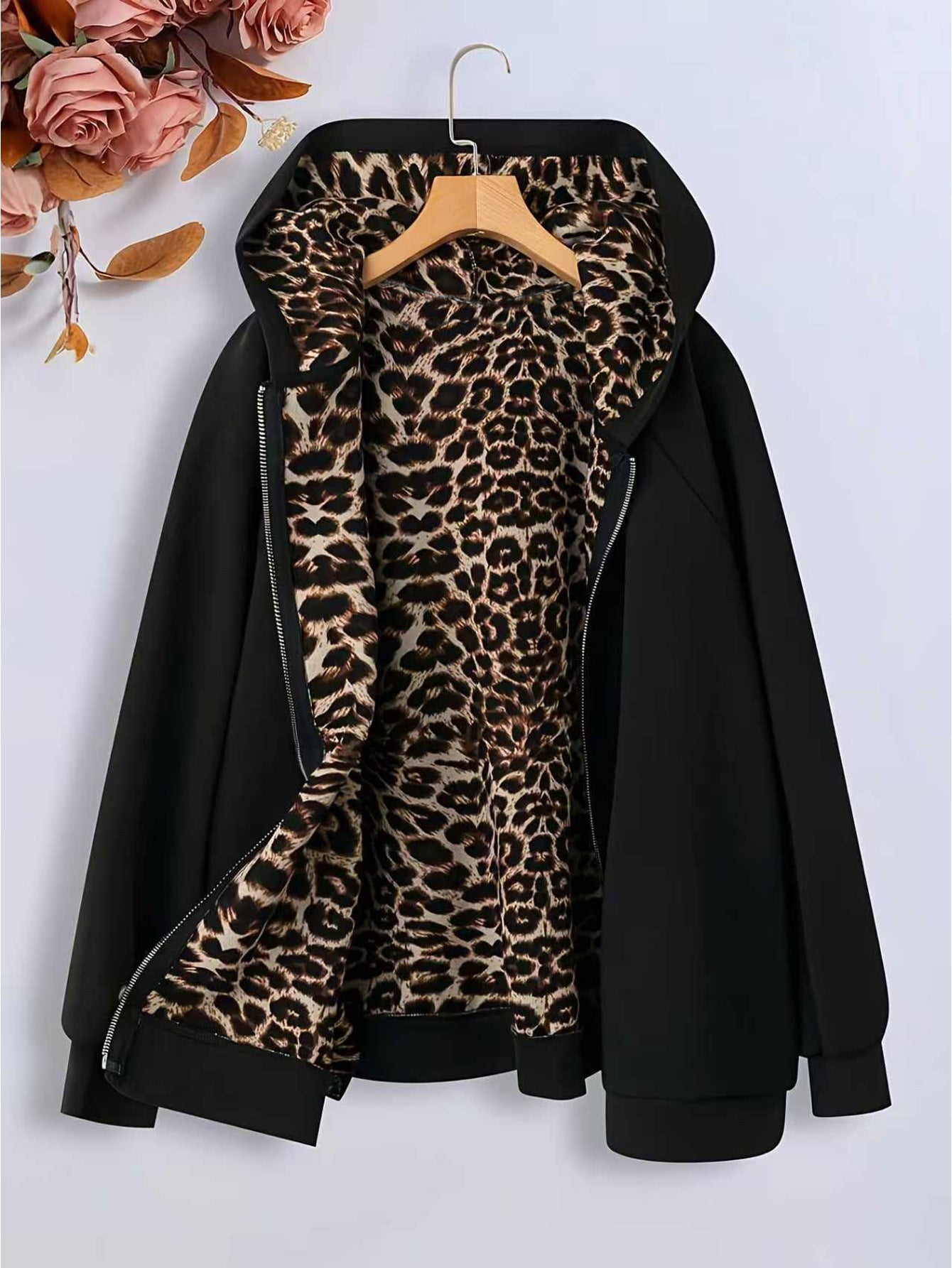 Damen Fleecejacke Kuschelig Tierprint Innenfutter Eveloria