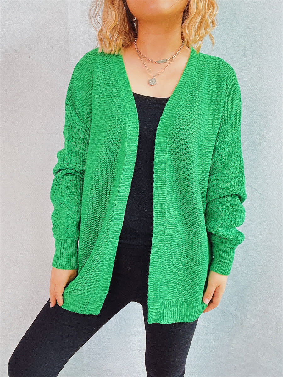 Damen Strickjacke Häkelmuster Offen Vorne Eveloria
