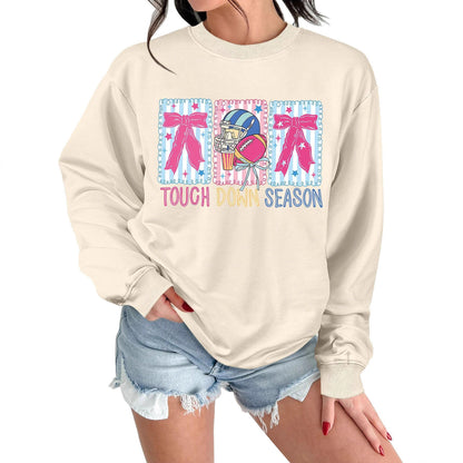 Damen Sweatshirt Football Motiv Lässig Grau Eveloria