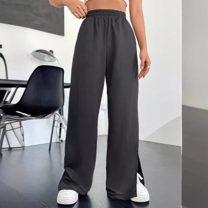 Damen Freizeithose Weit Geschnitten Seitliche Schlitzen Eveloria
