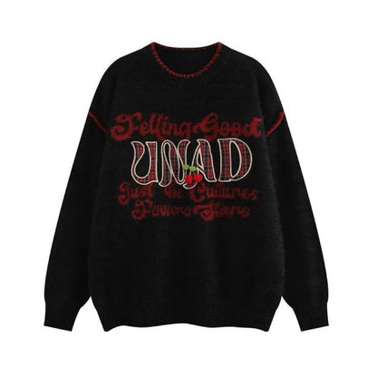 Damen Pullover Lässig Verspielter Schriftzug Beige