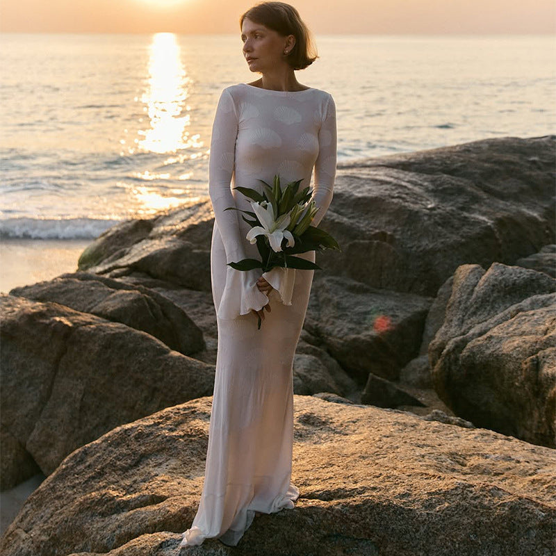 Damen Maxikleid Elegantes Flügelärmel-Design Eveloria